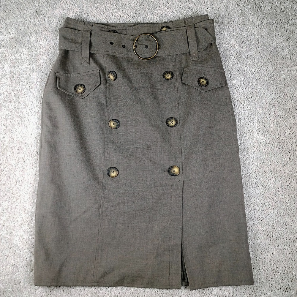 Vintage Y2K Worthington Petite 12P Secretary Chic Military Pencil Skirt Belted